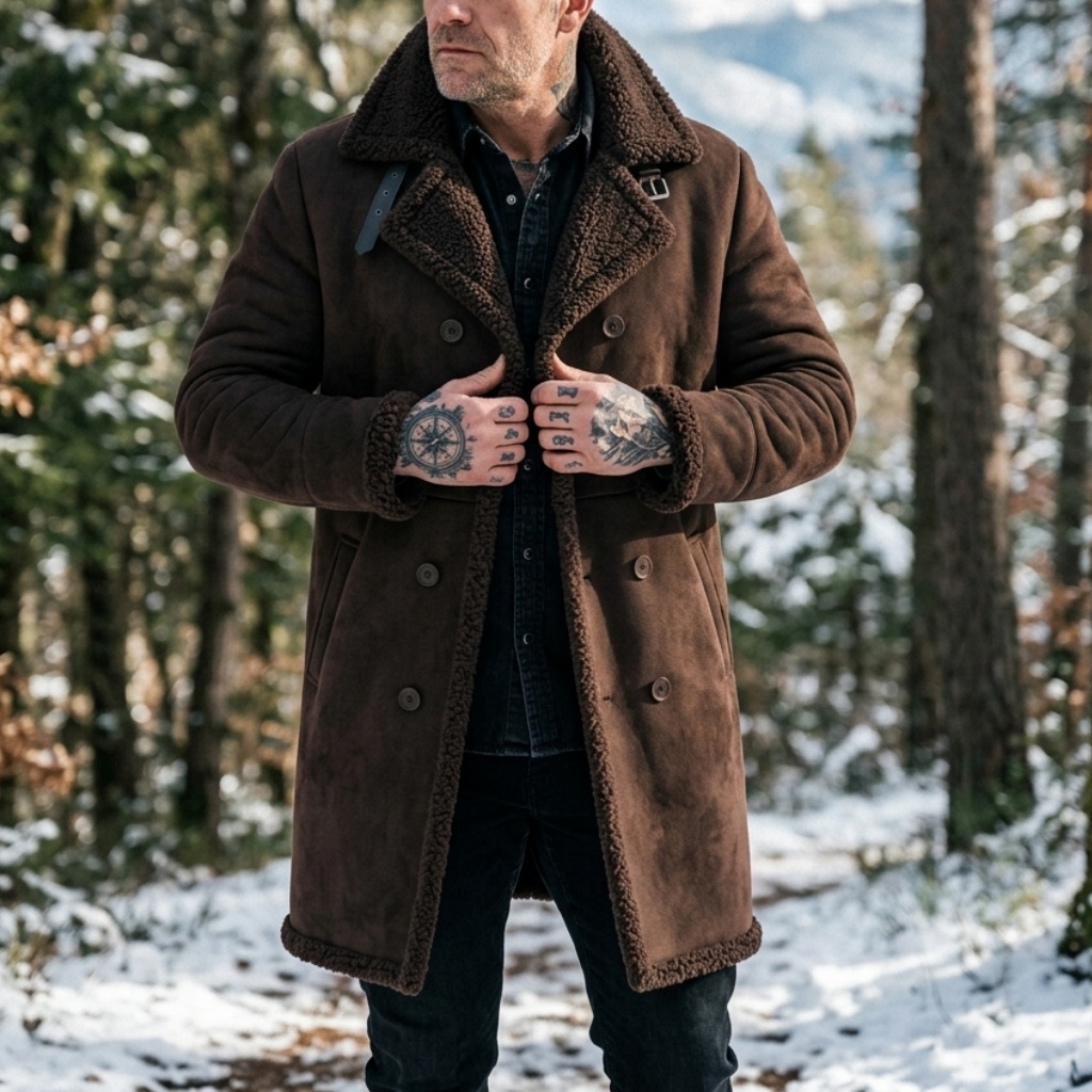 남성용 인조 스웨이드 퍼 안감 겨울 재킷 방풍 더블 브 - Outdoor Hunting Coat 리뷰 및 가격